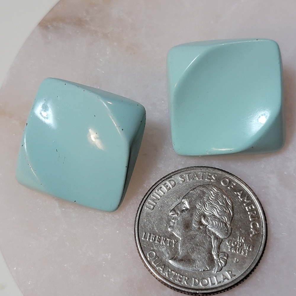 Vintage Enamel Diamond Earrings Mint Seafoam - Picture 7 of 7